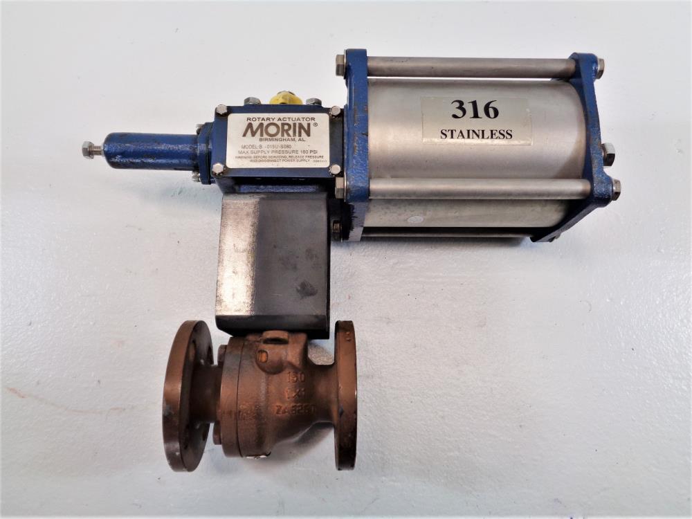 KF 1" 150# WCB 2-Piece WCB Ball Valve, Raised Face, w/ Morin Actuator